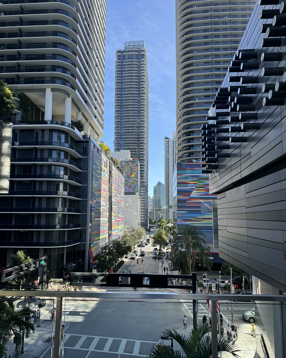Brickell Avenue in Miami between the towers and the painted facades